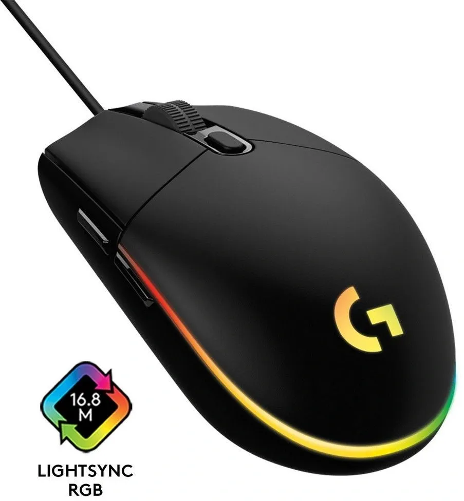 Мышь игровая Logitech G102 LIGHTSYNC Black |910-005808| черная, оптическая, 200-8000dpi, 2.1м USB 2.0, 6 программируемых кнопок, RGB подсветка, под обе руки