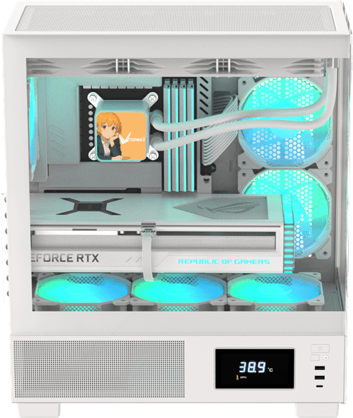 Корпус Formula V Line Crystal E1 White, ATX, TYPE-C*1, USB3.0*2, Switch Display Panel