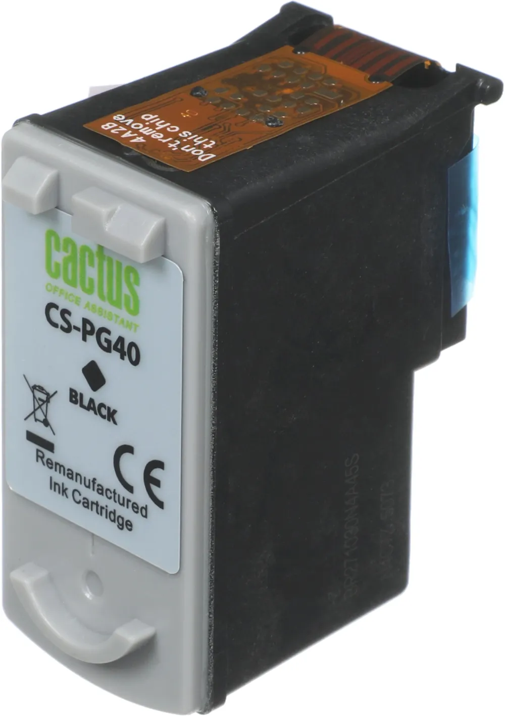 Картридж струйный Cactus CS-PG40 PG-40 черный (18мл) для Canon Pixma MP150/MP160/MP170/MP180/MP210/MP220/MP450/MP460/MP470/iP1200/iP1300/iP1600/iP1700/iP1800/iP190 с чипом