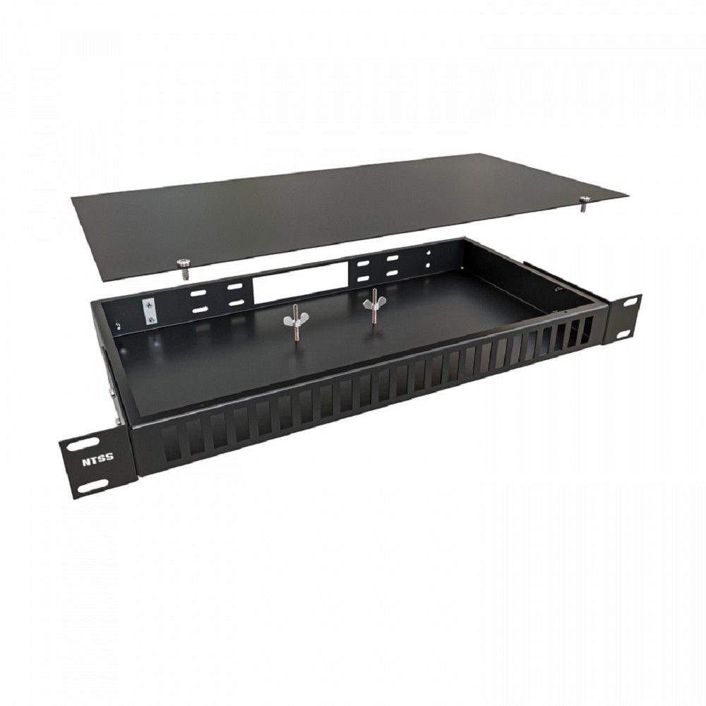 NTSS Кросс NTSS оптический 19'' укомплектованный 1U, 24 порта SC/UPC duplex, 50/125 мкм (сплошная панель, сплайс-кассета 2шт, пигтейлы, КДЗС, адаптеры) черный RAL 9005 NTSS-RFOB-1U-24-2SC/U-50-SP1.5G0