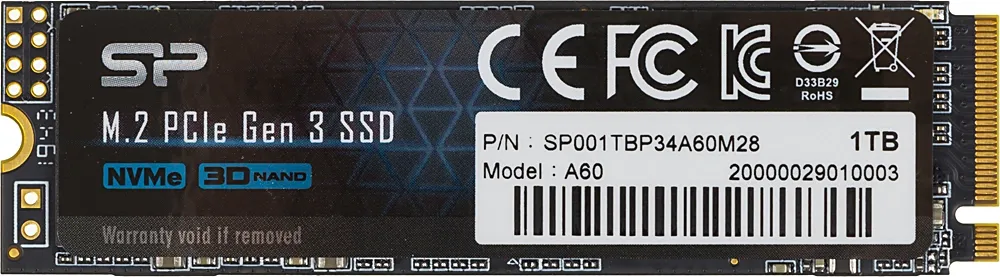 Накопитель SSD Silicon Power PCIe 3.0 x4 1TB SP001TBP34A60M28 M-Series M.2 2280