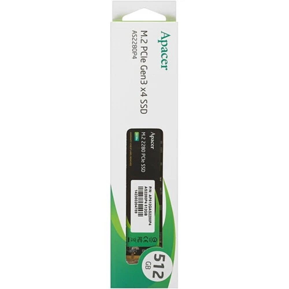 Твердотельный накопитель SSD Apacer AS2280P4 512GB M.2 2280 AP512GAS2280P4-1 Client PCIe Gen3x4 with NVMe, 2100/1500, IOPS 210/380K, MTBF 1.5M, 3D TLC, 400TBW, 1.64DWPD, RTL (918246)
