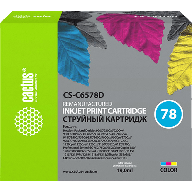 Картридж струйный Cactus CS-C6578D №78 голубой/пурпурный/желтый (19мл) для HP DJ 900/1220C/PS P000/P1100 с чипом