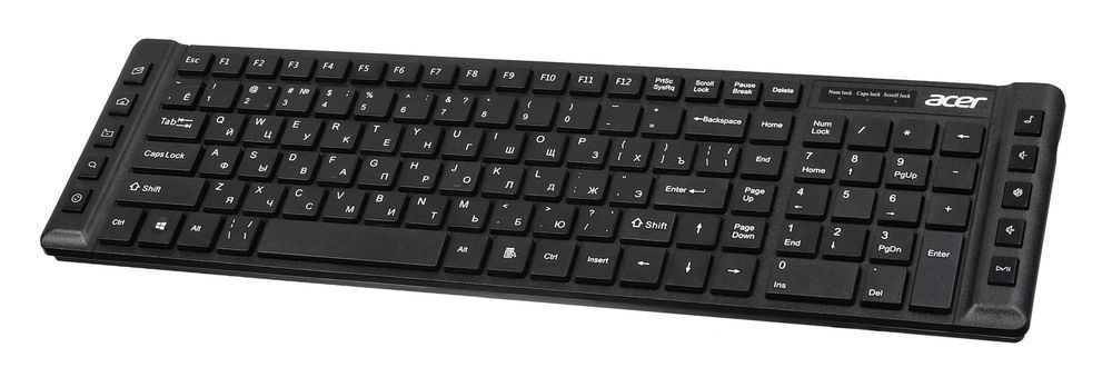 Клавиатура Acer OKW010 черный USB slim Multimedia (ZL.KBDEE.002) кабель 1.45м