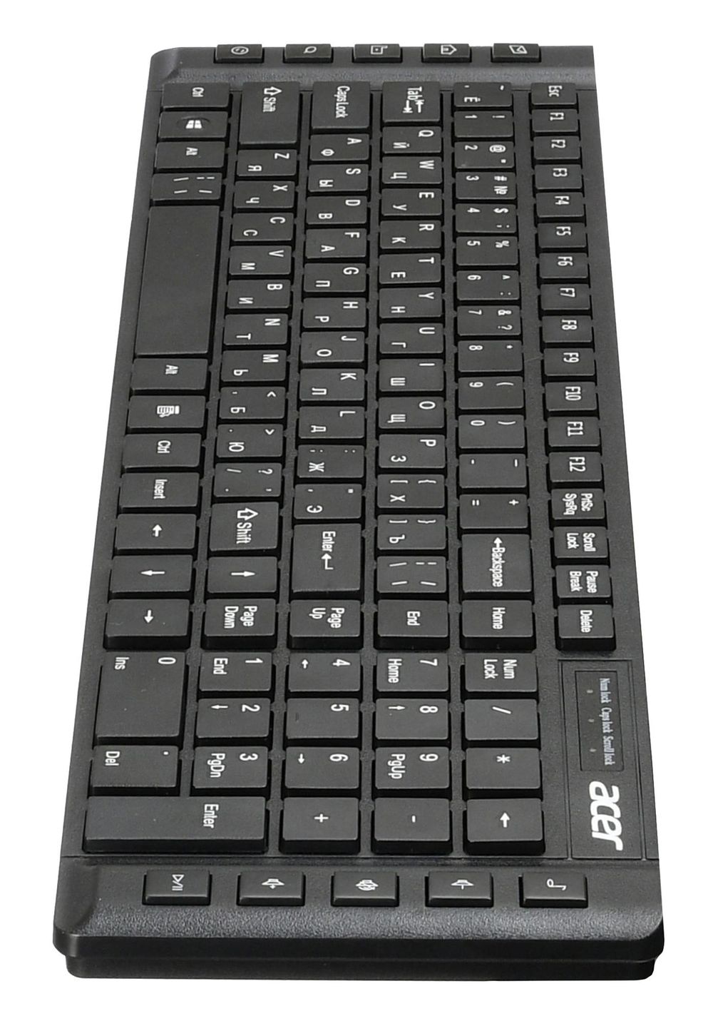 Клавиатура Acer OKW010 черный USB slim Multimedia (ZL.KBDEE.002) кабель 1.45м