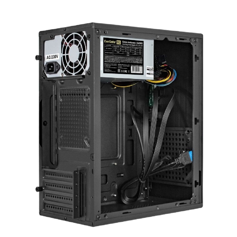 Exegate EX299400RUS Корпус Minitower ExeGate BAA-303MU-AA500 (mATX, БП AA500 с вент. 8см, 2*USB+1*USB3.0, HD Audio, черный)