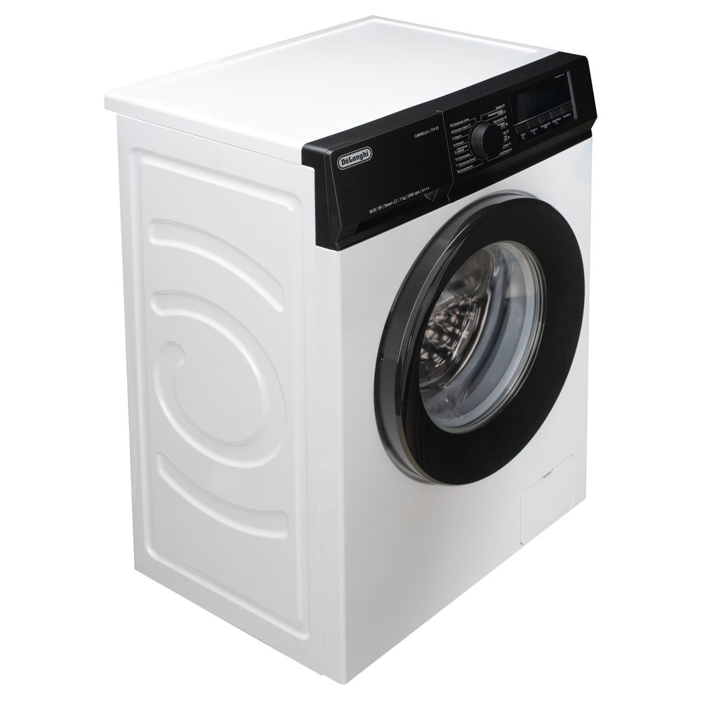 Стиральная машина Delonghi/ Стиральная машина Delonghi, глубина 47 см, 1000 об/мин, загрузка 7 кг, 16 программ, инверторный BLDC мотор, LED дисплей, электронное управление, отсрочка запуска, пар, дозагрузка белья, очистка барабана, энергоэффективность А++