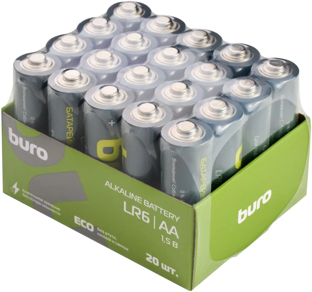 Батарея Buro Alkaline LR6 AA 2900mAh (20шт) коробка