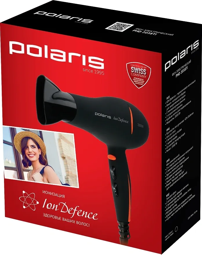 Фен Polaris PHD2038Ti 2000Вт черный/красный (PHD 2038TI)