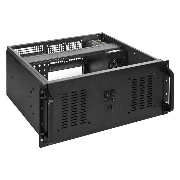 Exegate EX295890RUS Серверный корпус ExeGate Pro 4U350-02 <RM 19", высота 4U, глубина 350, БП 500RADS, 2*USB>