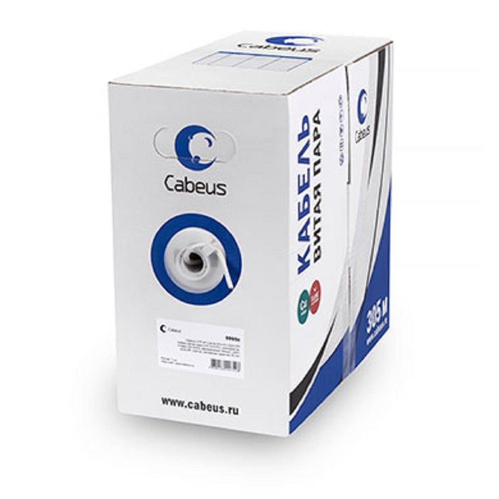 Cabeus UTP-4P-Cat.5e-SOLID-GY-LIGHT Кабель витая пара UTP (U/UTP), категория 5e, 4 пары 0,48мм (24 AWG), одножильный, PVC нг(А)-LS, серый (305 м)