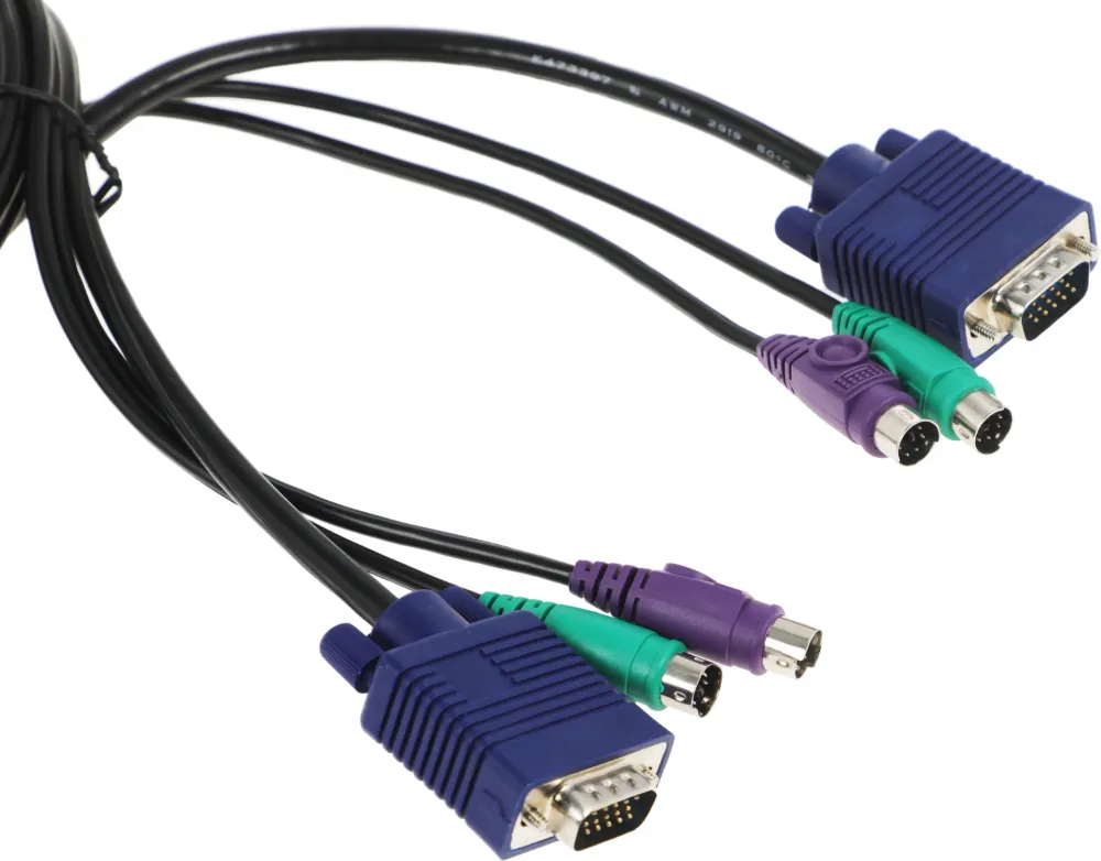 Кабель D-Link DKVM-CB/A4A Кабель KVM длиной 1,8 м с разъемами VGA и PS/2 для DKVM-4K/А