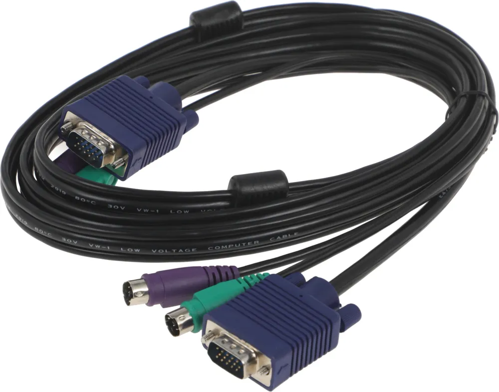 Кабель D-Link DKVM-CB/A4A Кабель KVM длиной 1,8 м с разъемами VGA и PS/2 для DKVM-4K/А