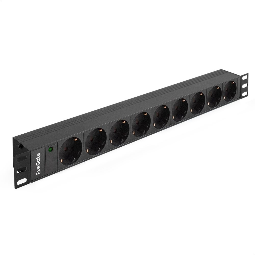 Exegate EX280847RUS Блок розеток ExeGate ServerPro PDU-19H901 Al-9S-C14, 19",1U,алюм, 9Schuko, С14