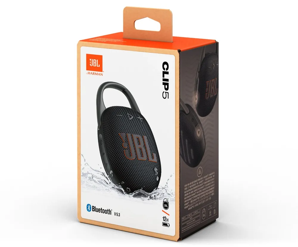 Колонка порт. JBL Clip 5 черный 7W Mono BT 10м 1400mAh