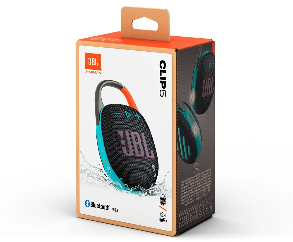 Колонка порт. JBL Clip 5 черный/оранжевый 7W Mono BT 10м 1400mAh