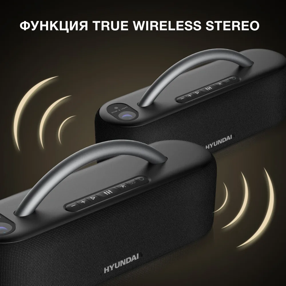 Колонка порт. Hyundai Select H-PS1028 черный 60W 2.0 BT 10м 4400mAh