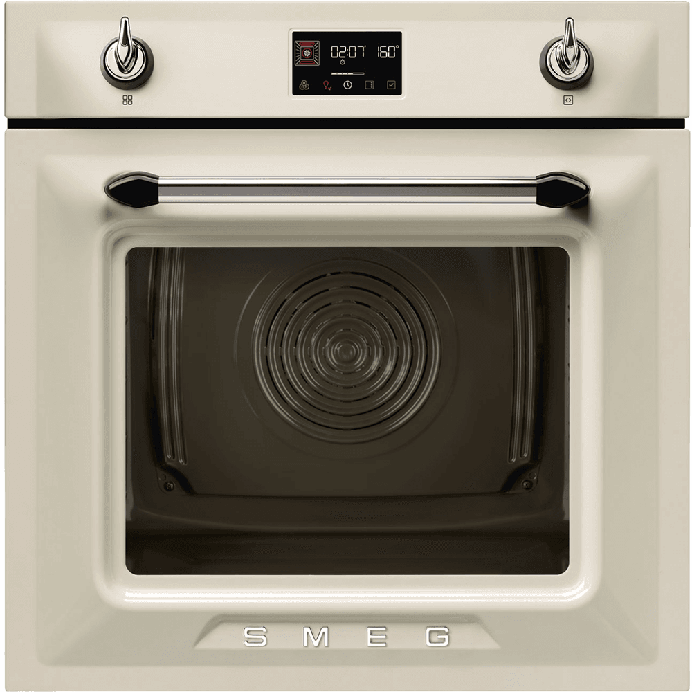 Встраиваемый духовой шкаф SMEG/ Многофункциональный духовой шкаф с пароувлажнением и пиролизом, 60 см, 12 функций, цвет кремовый, Victoria