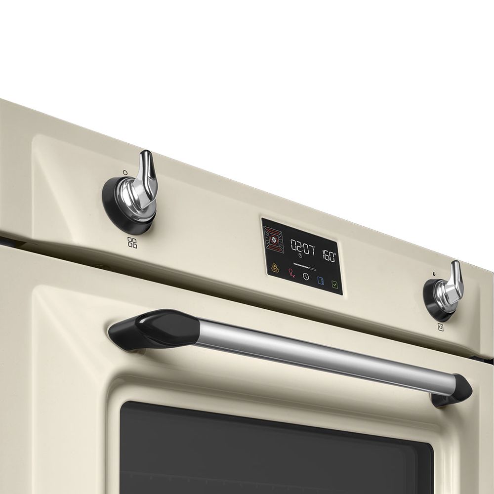 Встраиваемый духовой шкаф SMEG/ Многофункциональный духовой шкаф с пароувлажнением и пиролизом, 60 см, 12 функций, цвет кремовый, Victoria