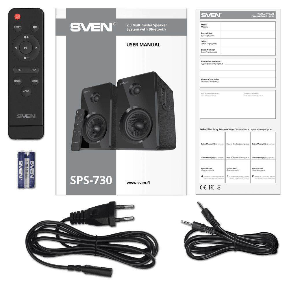 Компьютерная акустика 2.0 Sven SPS-730 черный (50 Вт, BT, пульт, USB, microSD)