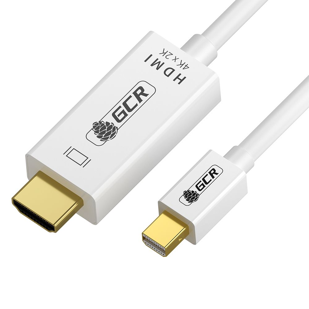 GCR Кабель-переходник 1.8m, mini DisplayPort > HDMI, M/M, медь, белый, поддержка 4K