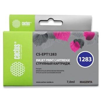 Картридж струйный Cactus CS-EPT1283 T1283 пурпурный (7мл) для Epson Stylus S22/S125/SX420/SX425/Office BX305 с чипом