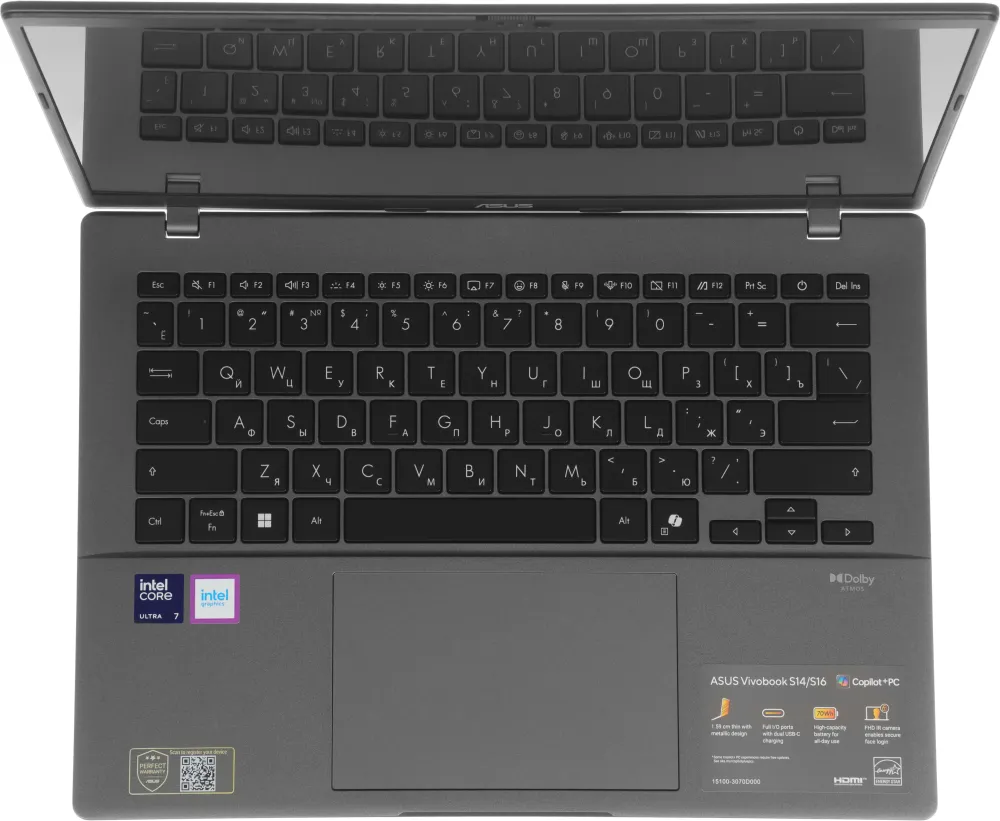 ASUS VivoBook S3407AA-SF075 [90NB1762-M004J0] Grey 14" {OLED WUXGA Ul7 355/32Gb/SSD1Tb/noOS}