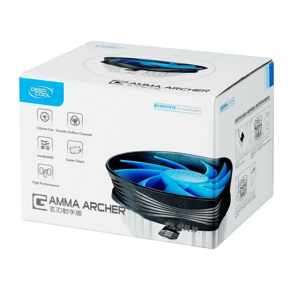 Вентилятор Deepcool GAMMA ARCHER {45} (708483) (Height 65.5mm, Fan 120mm, 1600±10% rpm, max 26.1dB(A), 3-pin, TDP 95W, Al, Latch, Socket AMD AM4/Intel LGA1200/115x/LGA775) (708483)