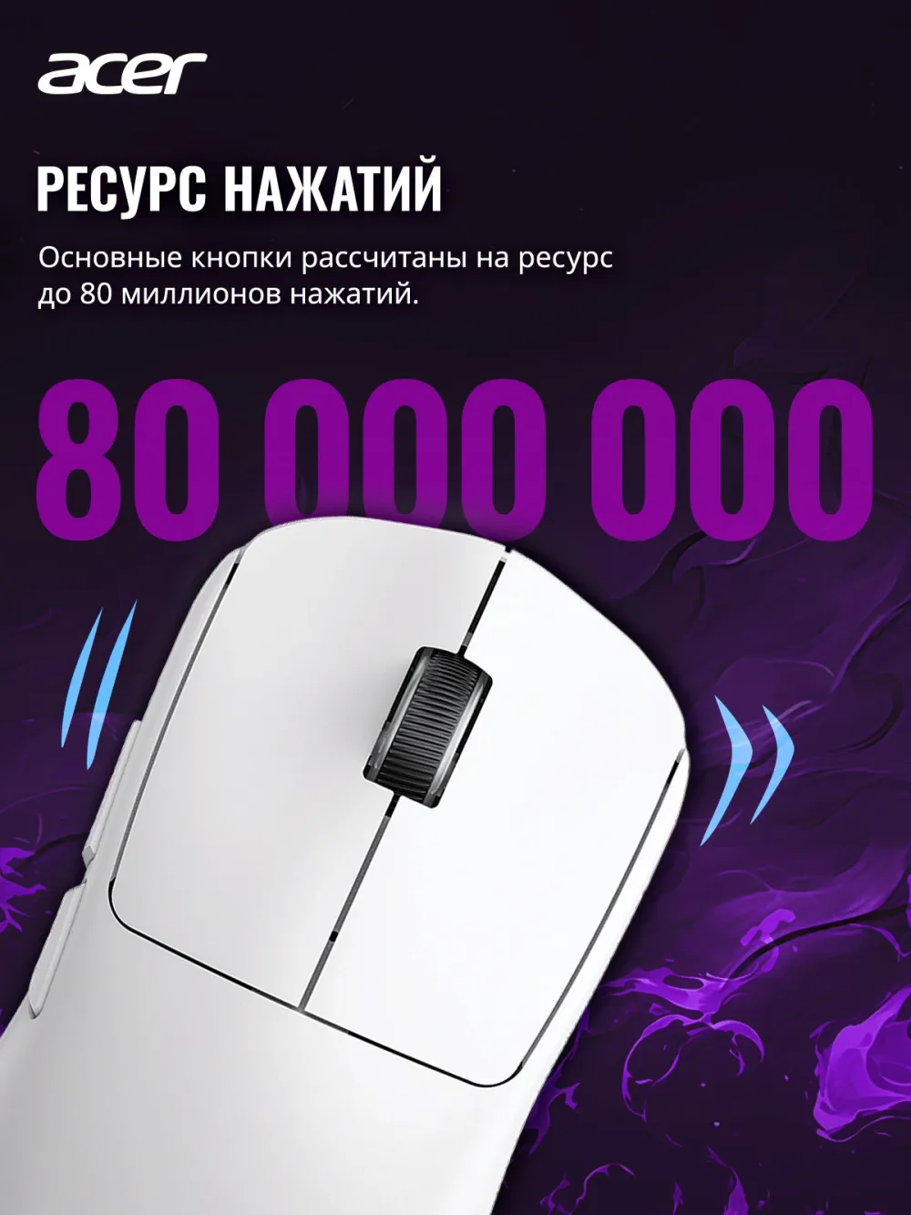 Мышь Acer OMR401 белый оптическая 12000dpi беспров. BT/Radio USB 5but (ZL.MCECC.05D)