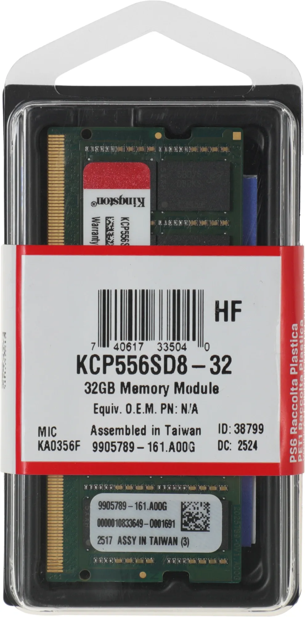 Память DDR5 32GB 5600MHz Kingston KCP556SD8-32 RTL PC5-44800 CL46 SO-DIMM 262-pin 1.1В dual rank Ret
