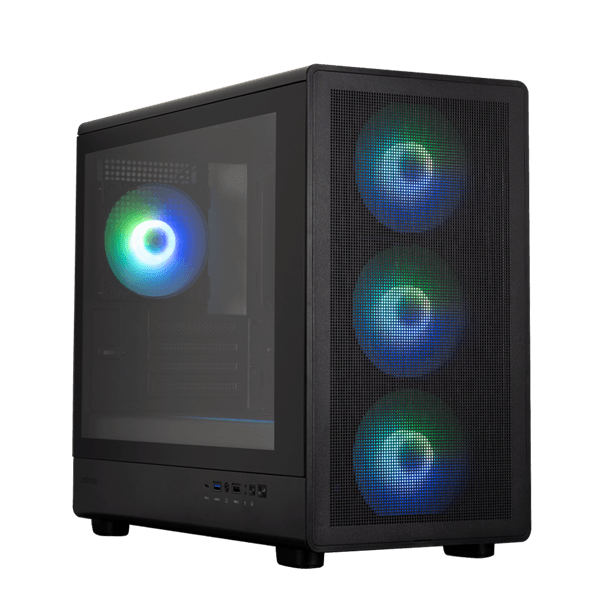 Корпус ZALMAN M5, MATX, BLACK, WINDOW, 1xCombo (3.5'' or 2.5''), 1x3.5", 2x2.5", 1xUSB2.0, 1xUSB3.0, 1xUSB Type-C, FRONT 3x120mm ARGB, REAR 1x120mm ARGB