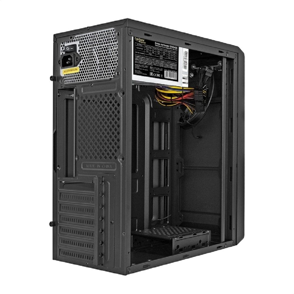Exegate EX299354RUS Корпус Miditower ExeGate XP-332-UNS400 (ATX, БП UNS400 с вент. 12см, 2*USB, аудио, черный)