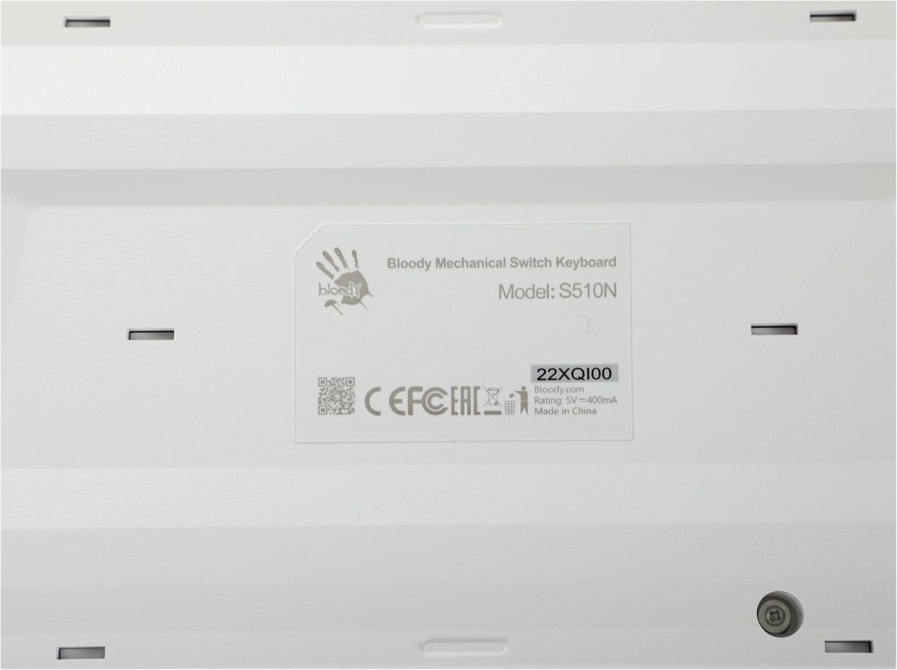 Клавиатура A4Tech S510N механическая белый USB for gamer LED (S510N (ICY WHITE )) кабель 1.8м