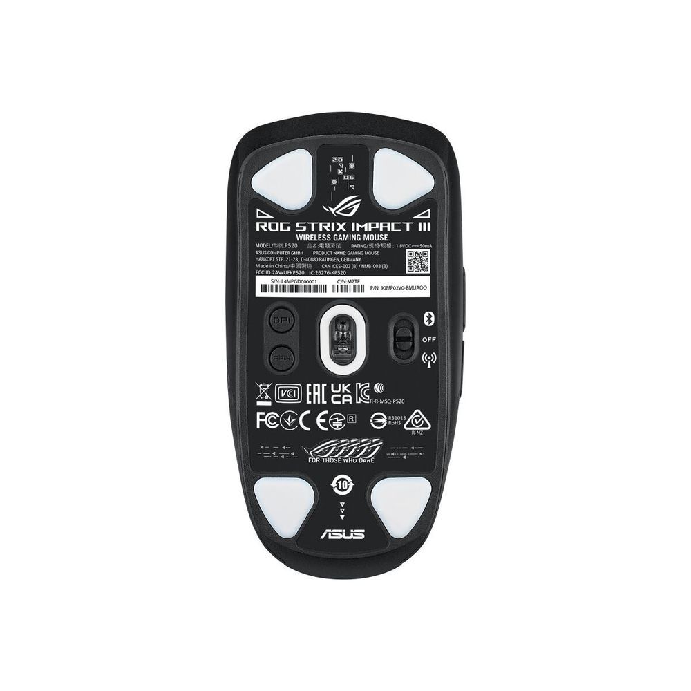 Мышь ASUS P520 ROG STRIX IMPACT III WL 57-72g 36,000DPI Bluetooth 5.1 2.4GHz 6buttons