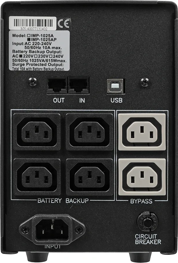Источник бесперебойного питания Powercom Imperial IMP-1025AP 615W/1025VA black IMP-1025AP (034676)