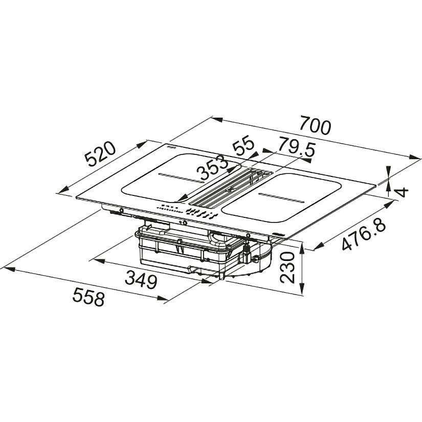 Варочная панель со встроенной вытяжкой Franke/ BEST, Варочная панель со встроенной вытяжкой Franke FSM 7081 HI, 77 см, индукция, 4 зоны нагрева, 9 уровней мощности + Boost, слайдерное управление, таймер, пауза, 630 м3/ч, цвет черный