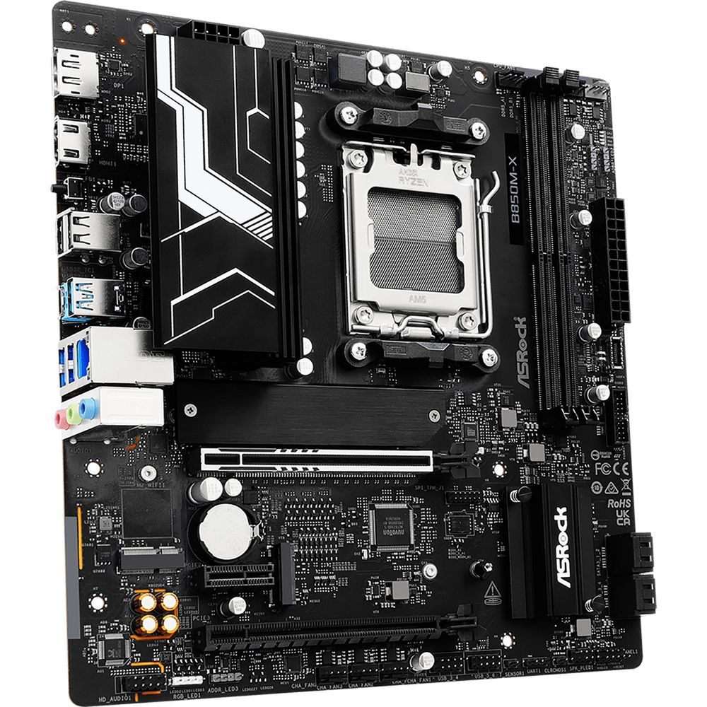 Материнская плата ASROCK B850M-X R2.0, AM5, B850, 2*DDR5, 4*SATA, 2*M.2, 2*USB 2.0, 3*USB 3.2, Type-C, 2*PCIx16, 1*M.2 (Key E), HDMI+DP, mATX