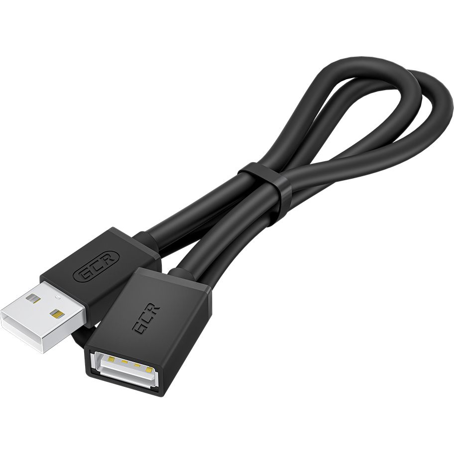 GCR PRO Удлинитель 0.5m USB 2.0 AM/AF, черный, 28/24 AWG, медь, заземление, морозостойкий