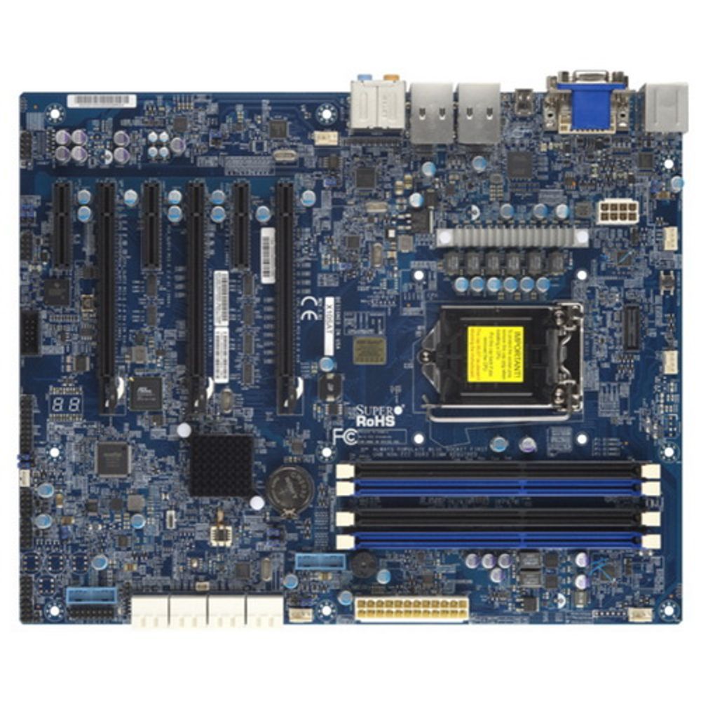 Материнская плата SuperMicro MBD-X10SAT-O RTL {10} ATX LGA 1150 4x 240-pin DDR3 DIMM sockets 6x SATA3 (6Gbps) ports via PCH 2x SATA3 (6Gbps) ports via ASM1061® Total of 8x SATA3 ports (6Gbps) 8x USB 3.0 ports (4 rear, 4 via headers) 6x USB 2.0 por