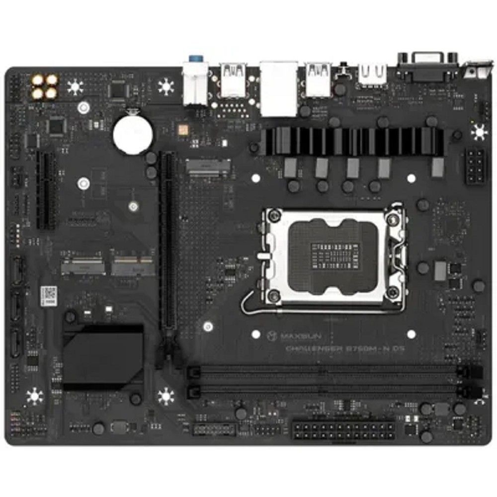 MAXSUN MS-Challenger B760M-N D5 V2 (Socket 1700, mATX, 2*DDR5, VGA/HDMI, 3*SATA3, 2*M.2, 1xPCI-E x16 /1xPCI-E x4, 4*USB 2.0, 2*USB 3.2 Gen1 , LAN 1*1G, RTL)