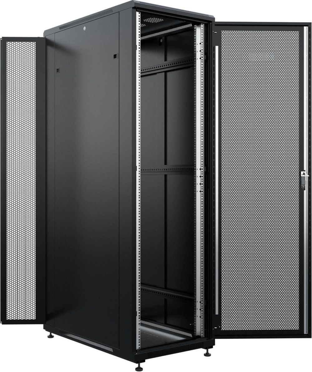 Шкаф серверный NTSS Премиум (NTSS-R42U60100PD/PDD-BL) напольный 42U 600x1000мм пер.дв.перфор. задн.дв.перфор.2-хст. 900кг черный 910мм 111кг 1987мм IP20