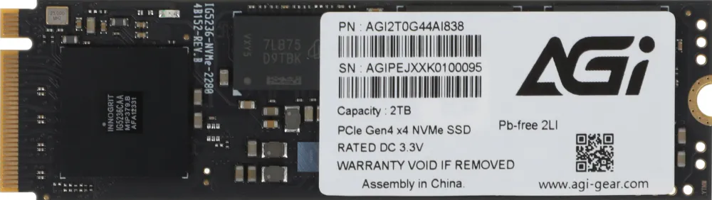 Накопитель SSD AGi PCIe 4.0 x4 2TB AGI2T0G44AI838 AI838 M.2 2280