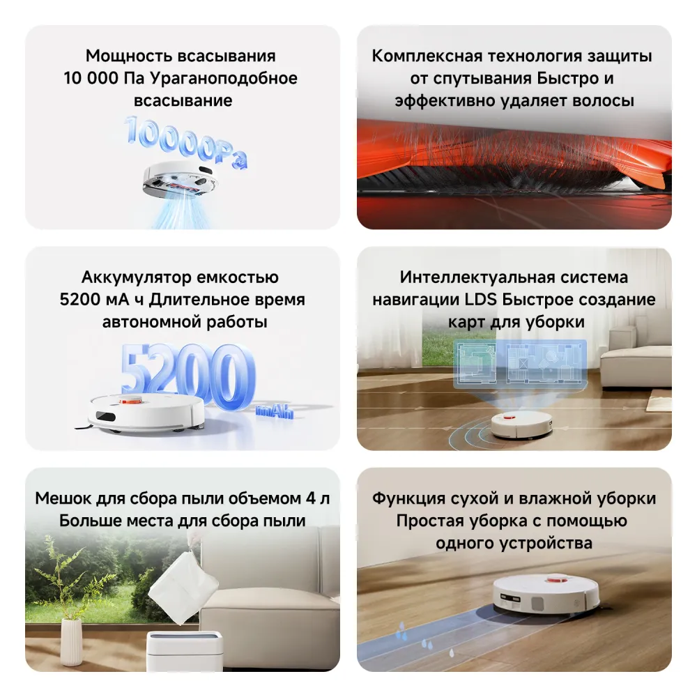 Пылесос-робот Xiaomi H40 140Вт белый (в компл.:1мешок)