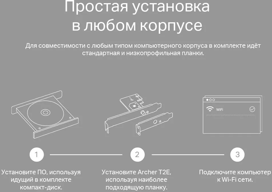 Сетевой адаптер Wi-Fi TP-Link Archer T2E AC600 PCI Express (ант.внеш.съем) 1ант.