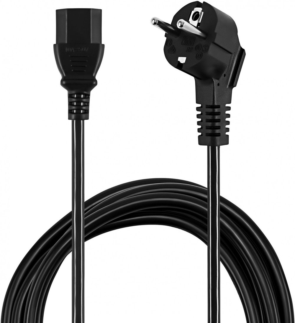 Кабель Buro BU-PCAB-ZP IEC C13 Евровилка угловой 1.8м черный (пакет)