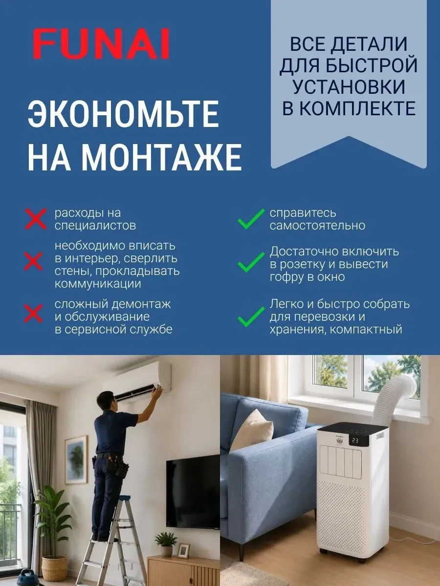 Кондиционер мобильный Funai Magnolia MAC-MG22CON01 белый