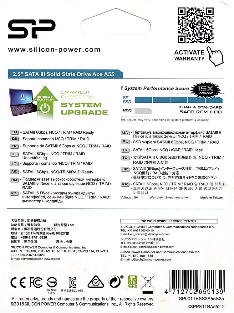 Накопитель SSD Silicon Power SATA-III 1TB SP001TBSS3A55S25 Ace A55 2.5"