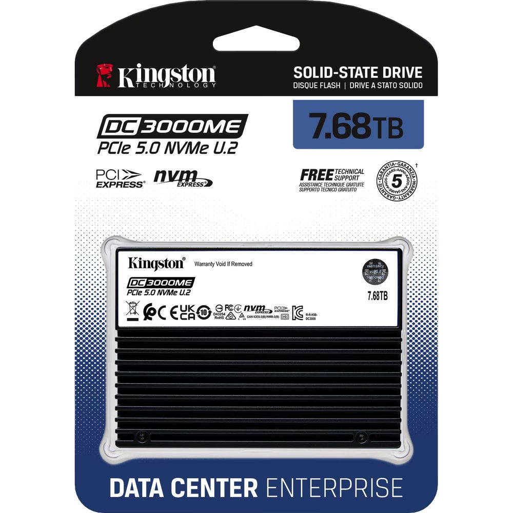 Накопитель SSD Kingston PCIe 5.0 x4 7.68TB SEDC3000ME/7T6 1825 DWPD