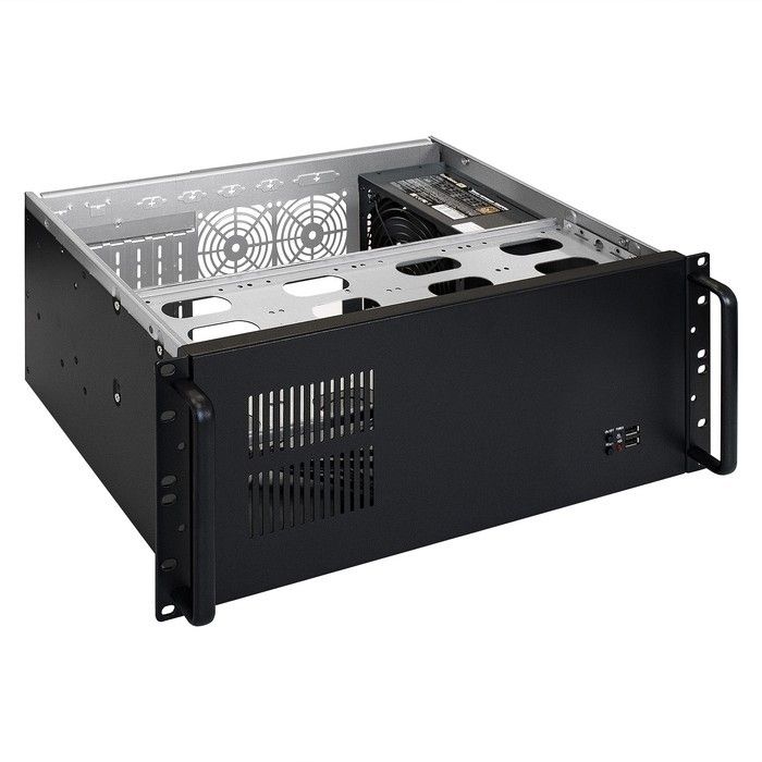 Exegate EX293675RUS Серверный корпус ExeGate Pro 4U300-08 <RM 19", высота 4U, глубина 300, БП 800PPH-SE 80 PLUS® Bronze, USB>