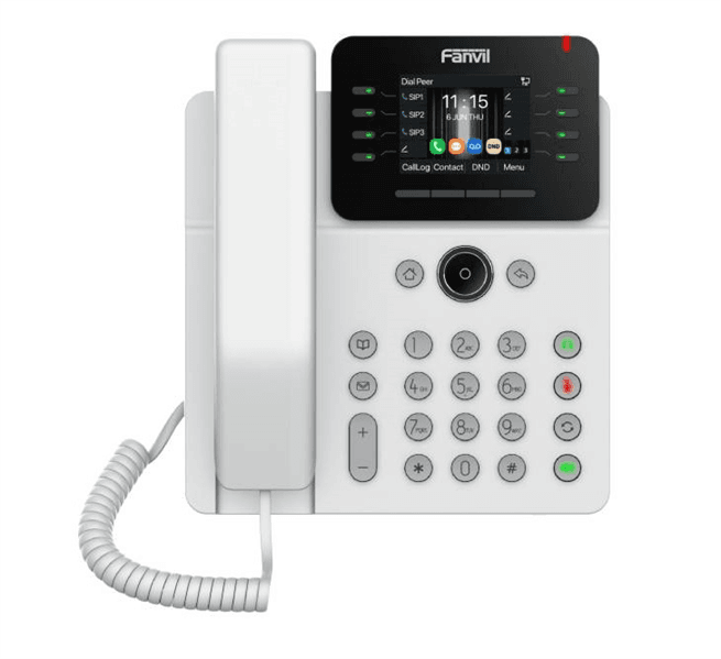 SIP-Телефон Fanvil V62G, 12 SIP-акк., 2,8", 320x240 Цвет. экран, POE, БП в комп., 2x1 Gbps, Белый